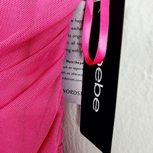 NEW Bebe Hot Pink Ruched Stretch Mini Dress - Picture 7 of 13